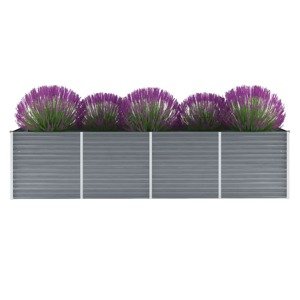 vidaXL Vyvýšený záhradný záhon, pozinkovaná oceľ 320x80x77 cm, sivý