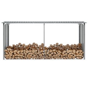 vidaXL Záhradná kôlňa na drevo galvanizovaná oceľ 330x92x153 cm sivá