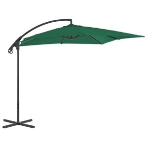 vidaXL Závesný slnečník s oceľovou tyčou 250x250 cm zelený