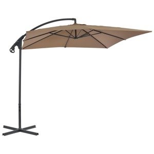 vidaXL Závesný slnečník s oceľovou tyčou 250x250 cm hnedo-sivý