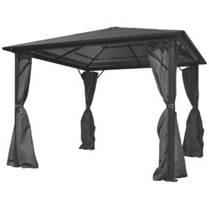 vidaXL Altánok so závesmi, antracitový, hliníkový 300x300 cm