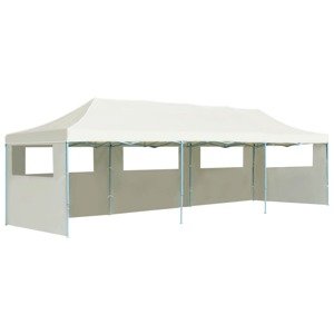 vidaXL Skladací párty stan s 5 bočnými stenami 3x9 m krémový