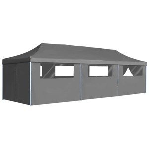 vidaXL Skladací párty stan s 8 bočnými stenami 3x9 m antracitový