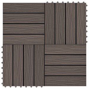 vidaXL Podlahové dlaždice z WPC 11 ks 30x30 cm 1 m2 tmavohnedé