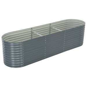 vidaXL Vyvýšený záhradný záhon 320x80x81 cm, pozinkovaná oceľ, sivý