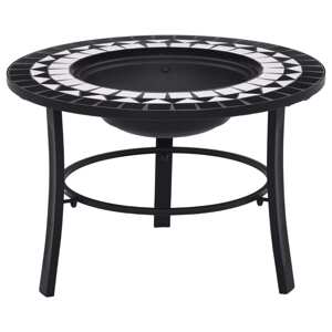vidaXL Mozaikové ohnisko, čierno biele 68 cm, keramika
