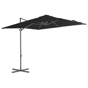 vidaXL Závesný slnečník s oceľovou tyčou čierny 250x250 cm