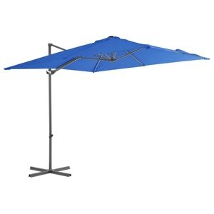 vidaXL Závesný slnečník s oceľovou tyčou azúrovo-modrý 250x250 cm