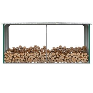 vidaXL Záhradná kôlňa na drevo zelená 330x92x153 cm galvanizovaná oceľ