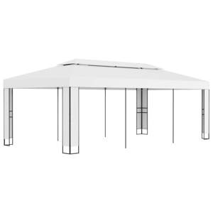 vidaXL Altánok s dvojitou strieškou 3x6 m, biely