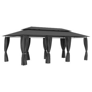 vidaXL Altánok so závesmi antracitový 600x298x270 cm