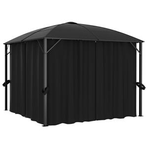 vidaXL Altánok so závesmi 300x300x265 cm, antracitový