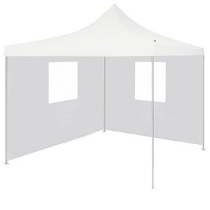 vidaXL Profesionálny skladací párty stan+2 steny 3x3 m, oceľ, biely