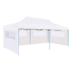 vidaXL Skladací párty stan s bočnými stenami 3x6 m oceľový biely