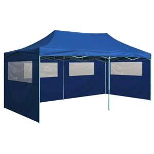 vidaXL Profesionálny skladací párty stan+4 steny 3x6 m, oceľ, modrý