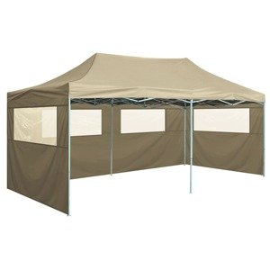 vidaXL Profesionálny skladací párty stan+4 steny 3x6 m, oceľ, krémový