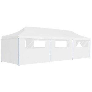 vidaXL Skladací párty stan s 8 bočnými stenami 3x9 m biely