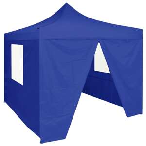 vidaXL Profesionálny skladací párty stan+4 steny 2x2 m, oceľ, modrý