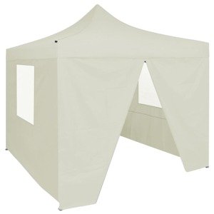 vidaXL Profesionálny skladací párty stan+4 steny 2x2 m, oceľ, krémový