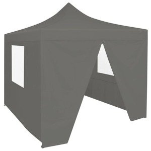 vidaXL Profesionálny skladací párty stan+4 steny 2x2 m, oceľ, antracit