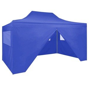 vidaXL Profesionálny skladací párty stan+4 steny 3x4 m, oceľ, modrý