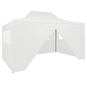 vidaXL Profesionálny skladací párty stan+4 steny 3x4 m, oceľ, biely