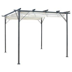vidaXL Pergola so zaťahovacou strechou krémovo-biela 3x3 m oceľová