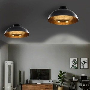 vidaXL Stropné lampy 2 ks, čierne a zlaté, pologuľa E27
