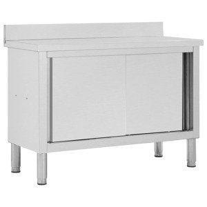 vidaXL Pracovný stôl s posuvnými dvierkami 120x50x(95-97), oceľ