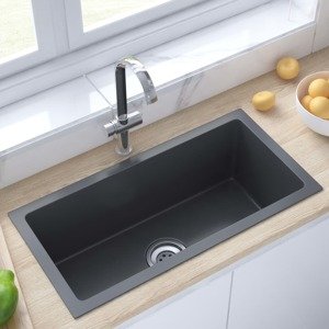 vidaXL Ručne vyrobený kuchynský drez, čierny, nehrdzavejúca oceľ