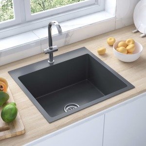 vidaXL Ručne vyrobený kuchynský drez, čierny, nehrdzavejúca oceľ