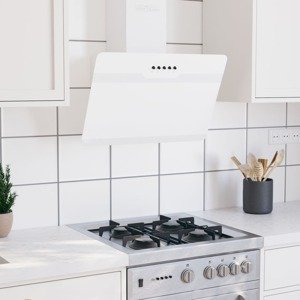 vidaXL Nástenný digestor 60 cm oceľ a tvrdené sklo biely