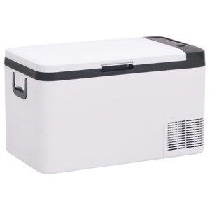 vidaXL Chladiaci box s rukoväťou čierno-biely 25 l PP a PE
