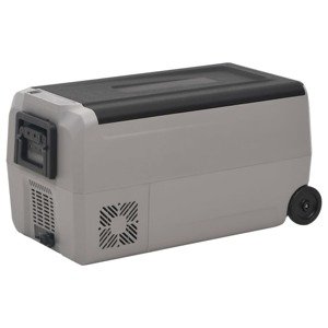 vidaXL Chladiaci box s kolieskom a rukoväťou čierno-sivý 50 l PP a PE