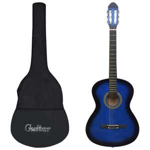 vidaXL 12-dielna klasická gitarová sada pre začiatočníkov modrá 4/4 39"