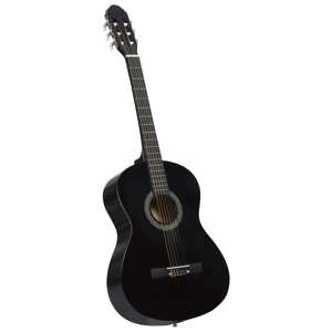 vidaXL Klasická gitara pre začiatočníkov čierna 4/4 39" lipové drevo