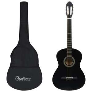 vidaXL 12-dielna klasická gitarová sada pre začiatočníkov čierna 4/4 39"