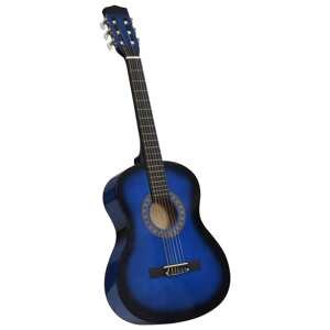 vidaXL Klasická gitara pre začiatočníkov a deti modrá 3/4 36"