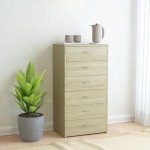 vidaXL Komoda so 6 zásuvkami, dub sonoma 50x34x96 cm, kompozitné drevo