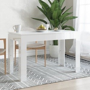 vidaXL Jedálenský stôl, lesklý biely 120x60x76 cm, drevotrieska