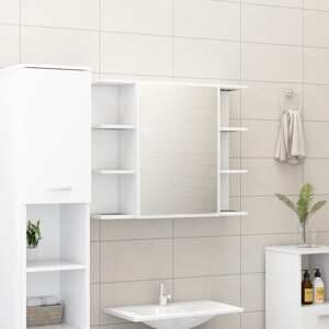 vidaXL Skrinka so zrkadlom, biela 80x20,5x64 cm, drevotrieska