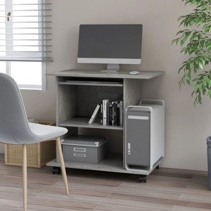 vidaXL PC stôl betónový sivý 80x50x75 cm drevotrieska