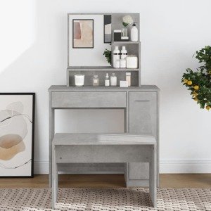 vidaXL Toaletný stolík so zrkadlom betónovo sivý 86,5x35x136 cm