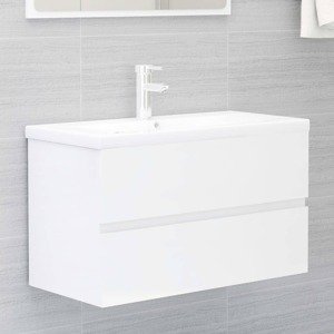 vidaXL Skrinka pod umývadlo lesklá biela 80x38,5x45cm kompozitné drevo