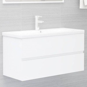 vidaXL Skrinka pod umývadlo, biela 90x38,5x45 cm, kompozitné drevo