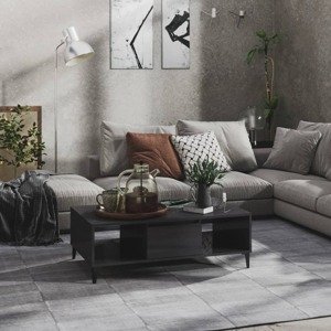 vidaXL Konferenčný stolík lesklý sivý 103,5x60x35 cm drevotrieska
