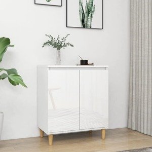 vidaXL Komoda, nohy z masívu, lesklá biela 60x35x70cm kompozitné drevo