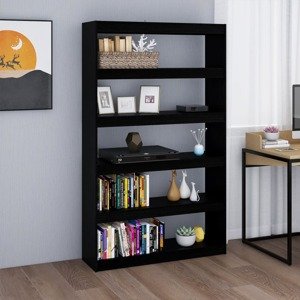 vidaXL Knižnica/deliaca stena čierna 100x30x167,5 cm masívna borovica