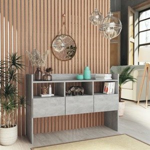 vidaXL Komoda lesklá betónovo-sivá 105x30x70 cm drevotrieska