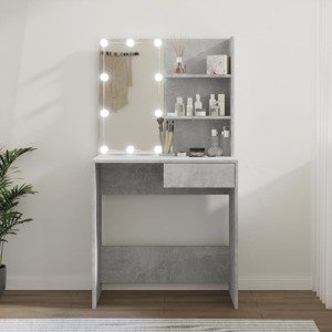 vidaXL Toaletný stolík s LED betónovo sivý 74,5x40x141 cm